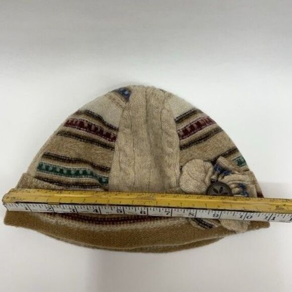 Wiki Wool Works Walking Hat Patch Work Beanie Beige Recycled Wool Women One Size main image 6
